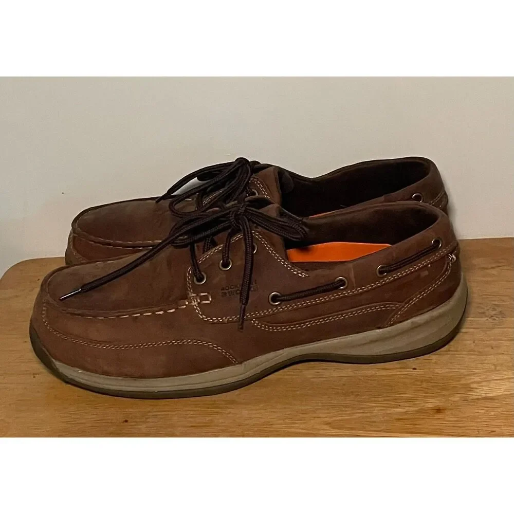 Rockport Works RK6736 Men's 13M Brown Leather EH Safety Toe Work Shoes ASTMF2413